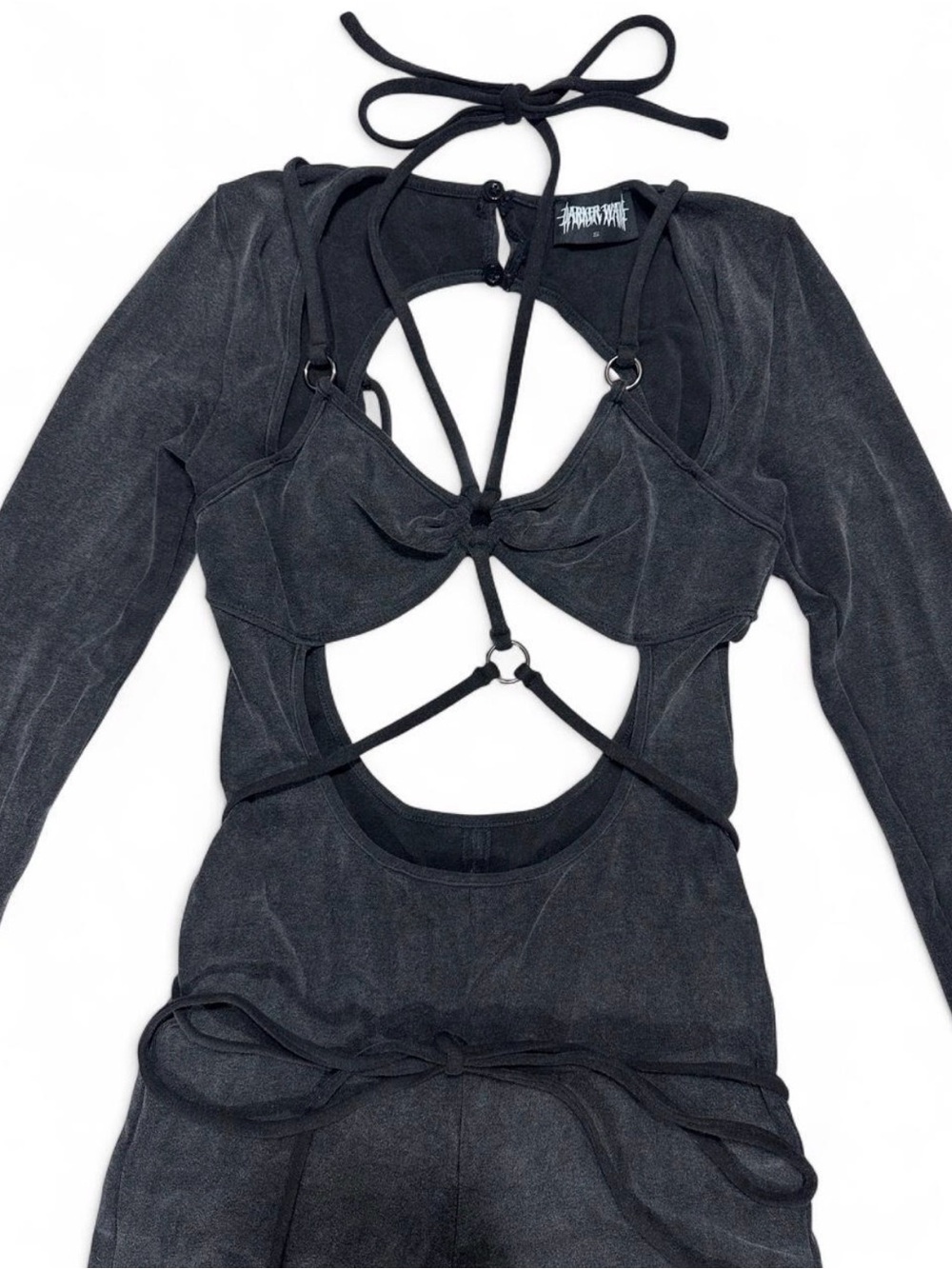 🖤 Dolls Kill Darker Wavs “Chord” Strappy Catsuit (Small) 🖤 goth grunge festival - Picture 2 of 5